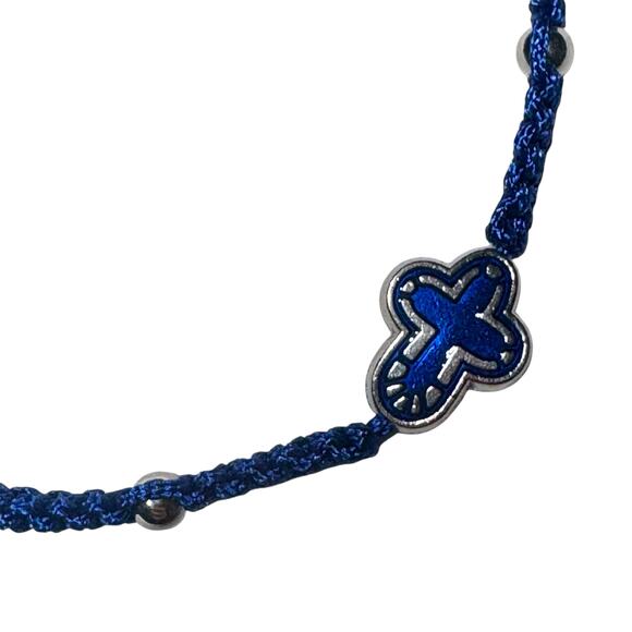 Blue Protection Cross braided Bracelet - Picture 2 of 3